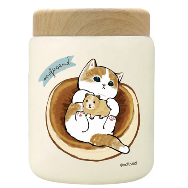 もふさんど モフサンド mofusand ステンレス スープポット 400ml 53-2156 53-2157 53-2158 スープジャー サメにゃん うさにゃん ホットケーキにゃん お弁当 保温 保冷 木目蓋 真空二重構造 コンパクト かわいい ランチ 通勤 通学