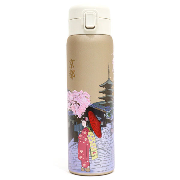 ワンタッチボトル480ml 和柄 841-004 841-005 841-006 841-009 送料無料 水筒 ステンレスボトル 保冷 保温 ボトル 舞妓 蒔絵 風神雷神 寿司 日本 日本伝統 ギフト 持ち運び おしゃれ