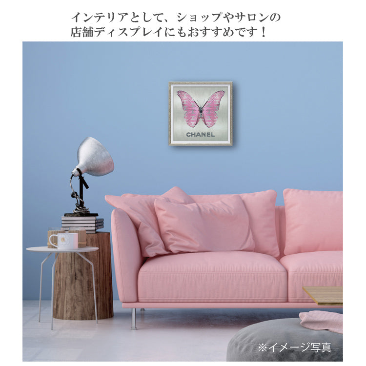 ユーパワー オマージュ キャンバスアートファッション バタフライ ピンク スクエアSS BC-05817 送料無料 アートフレーム アート 絵画 シャネル ギフト インテリア