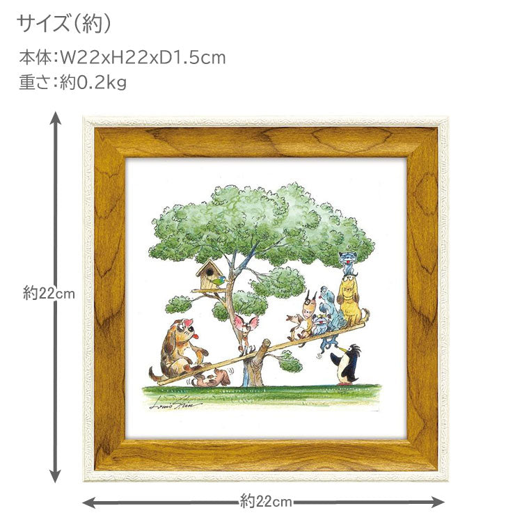 ルイ・シン アートフレーム イッツ ヘビー LS‑03205 猫 犬 ペンギン 鳥 動物 シーソー アート おしゃれ 壁掛け 絵画 版画 額縁 アニマル イラスト