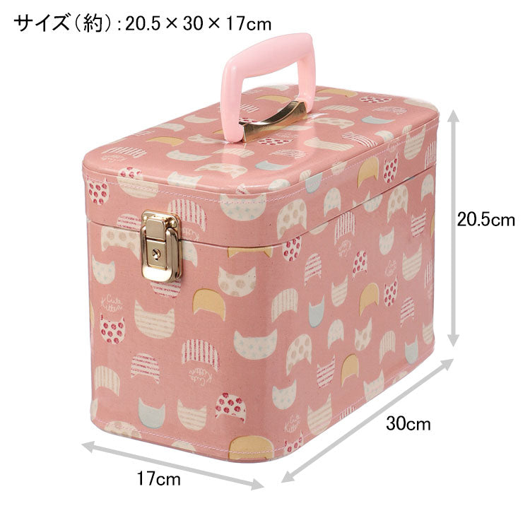 トレンケース 30cm キャットフェイス 送料無料 鏡 コスメボックス コスメケース 化粧ボックス トレンケース 日本製 鍵付き 化粧台 収納