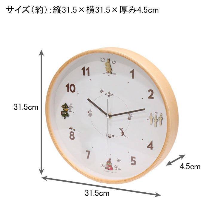 ムーミンウッドパーツクロック 送料無料 時計 壁掛け時計 ムーミン 木製 ミィ スナフキン ニョロニョロ キャラクター ギフト
