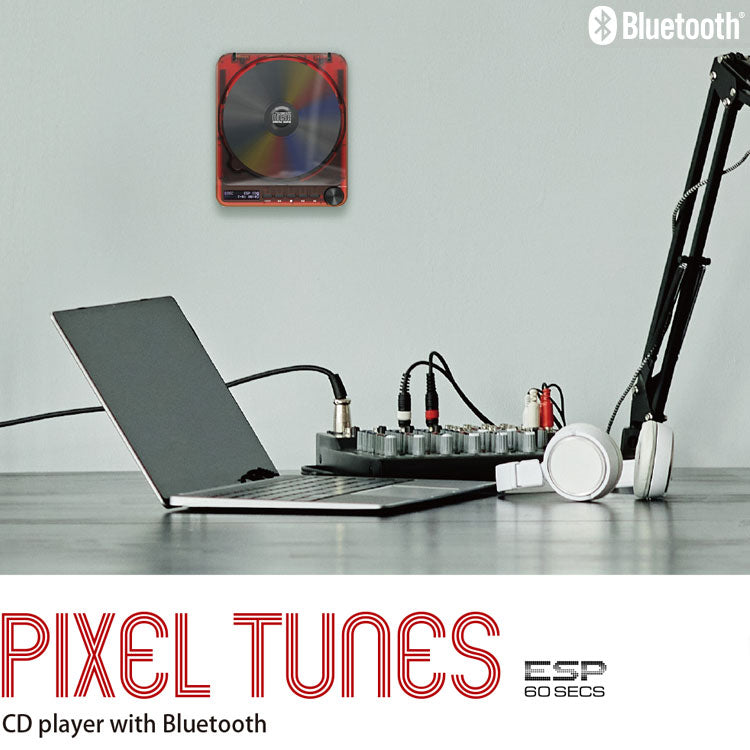 リラックス ピクセルチューンズ CDプレーヤー RE-D9X01 送料無料 Bluetooth対応 レトロプレーヤー 音楽 CD スケルトン レトロフューチャー ESP機能 壁掛けOK ワイヤレス接続可 インテリアウォームグレー