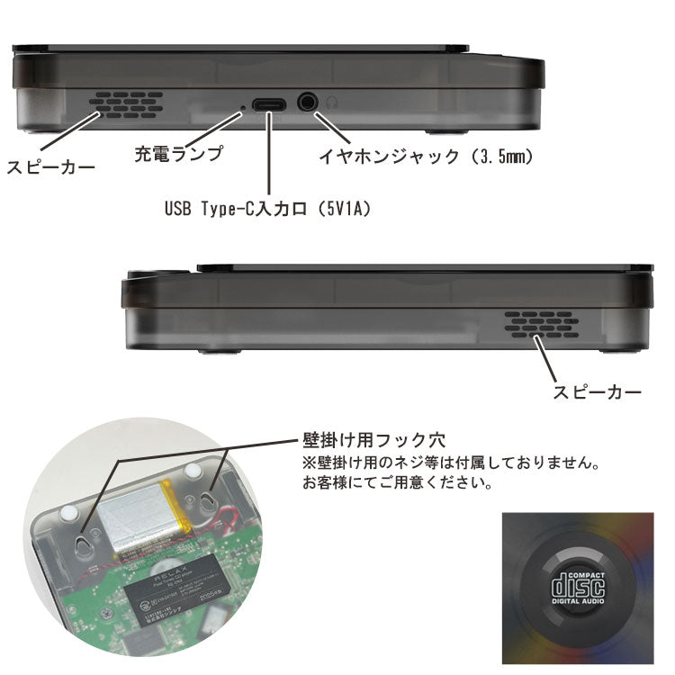 リラックス ピクセルチューンズ CDプレーヤー RE-D9X01 送料無料 Bluetooth対応 レトロプレーヤー 音楽 CD スケルトン レトロフューチャー ESP機能 壁掛けOK ワイヤレス接続可 インテリアウォームグレー