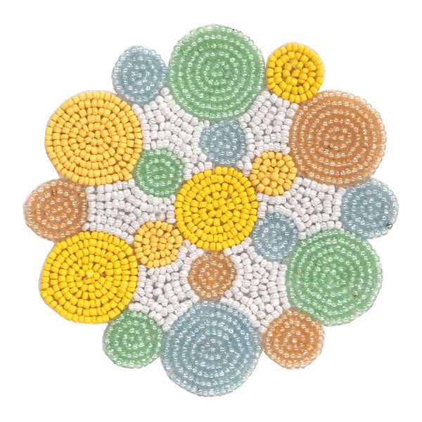 ガラスビーズコースター バブル 同色4枚セット メール便 KI058283 コースター ビーズ ガラス かわいい カラフル ポップ キッチン雑貨 インテリア ピンクミックス