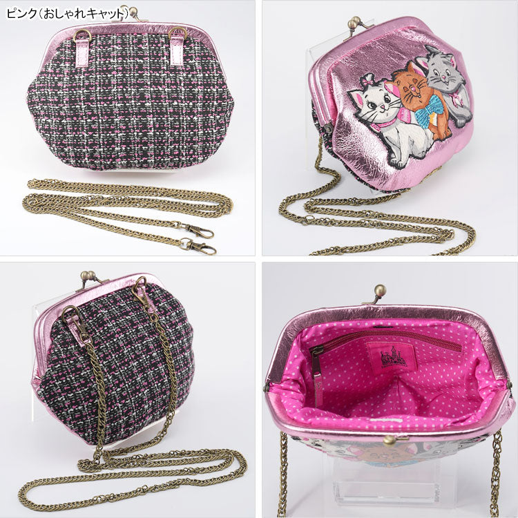 タマオワールド ディズニー 刺繍がま口ショルダーバッグ SHO3741 SHO3670 送料無料 ミッキー ミニー おしゃれキャット マリー ベルリオーズ トゥルーズ バッグ 財布 ショルダーバッグ ポーチ 刺繍 ビーズ
