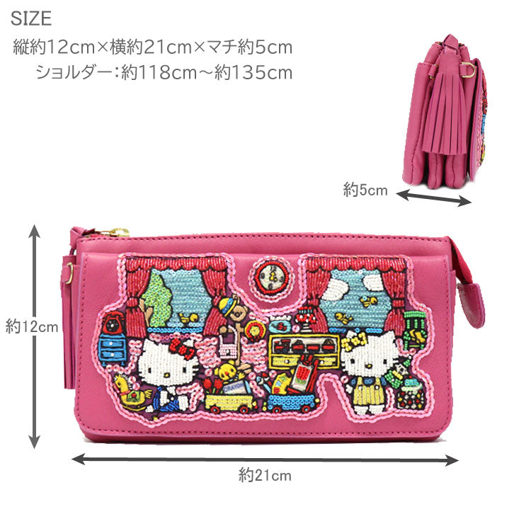 ハローキティ お財布ポシェット Kitty's House HO3658 サンリオ タマオワールド コラボ 送料無料 バッグ 財布 ショルダーバッグ 長財布 ブラック ピンク