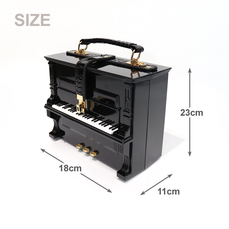 ピアノ バッグ 2202 ブラック ピアノ型 ハンドバッグ 送料無料 ショルダー ショルダーバッグクラシック 音楽 モード リアル