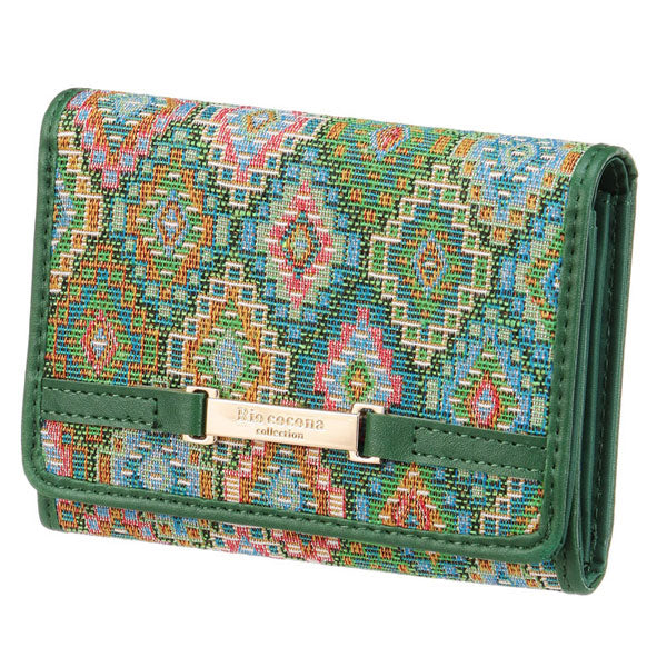 ラウンドファスナー 二つ折り財布 定形外 送料無料 財布 520-115 ウォレット カード入れ 軽量 コンパクト ゴブラン風 織物 ブラック