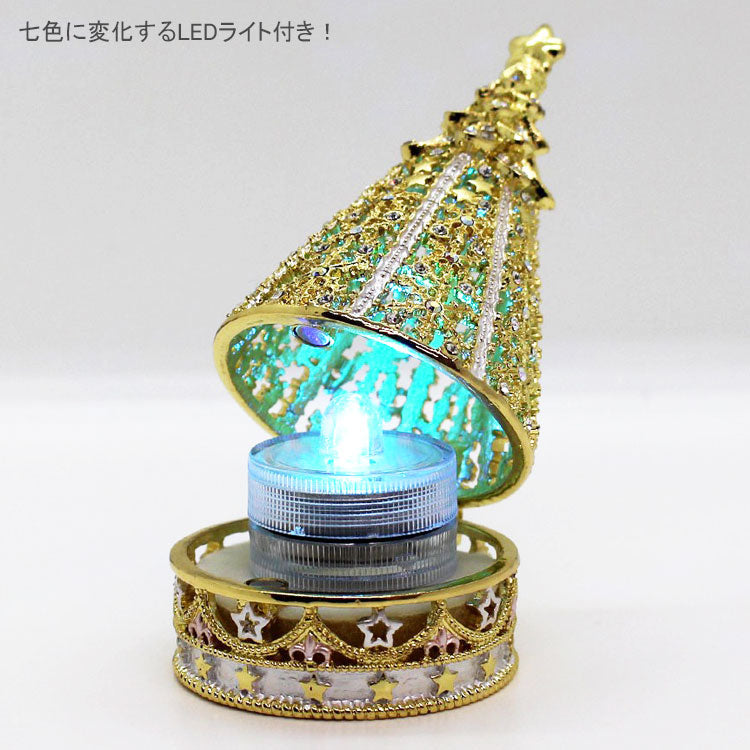 ピィアース スターライトツリー ゴールド ジュエリーボックス 送料無料 ex594-1 クリスマス LED ライト ツリー イルミネーション リングピロー クリスタル キラキラ