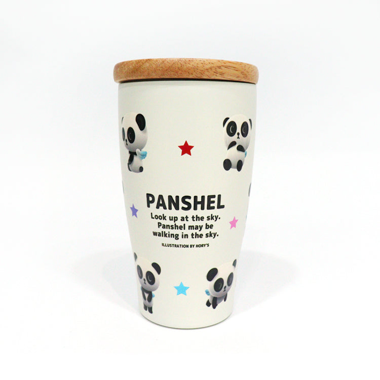 パンシェル 木蓋付き 真空二重 タンブラー 350ml カップ コップ 保温 保冷 魔法瓶 パンダ パンデビ 90年代