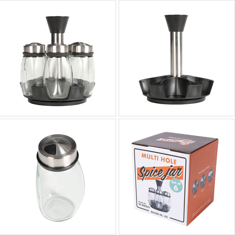 ダルトン マルチ ホール スパイス ジャー 6pcs セット M-0960/6 キッチン 調味料入れ 容器 ガラス