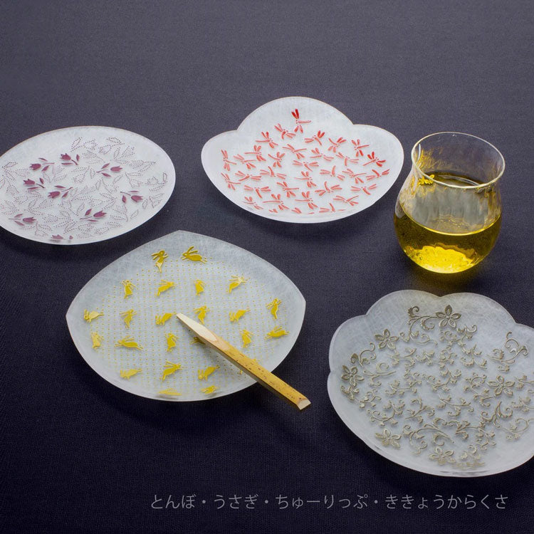 toumei×DOTS 京印伝 漆 まめざら 11cm 木箱入 4枚セット 送料無料 皿 食器 トウメイ 和食器 小皿 和柄