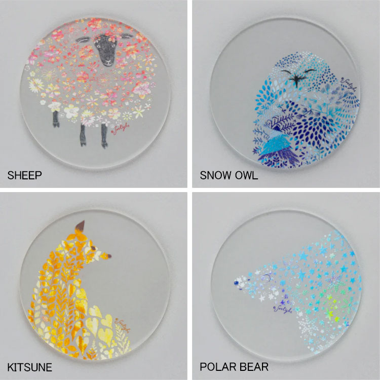 toumei×sotlight コースター 木箱入り 4枚セット 定形外 送料無料 トウメイ 動物 ひつじ フクロウ きつね ポーラーベア キッチン ギフト