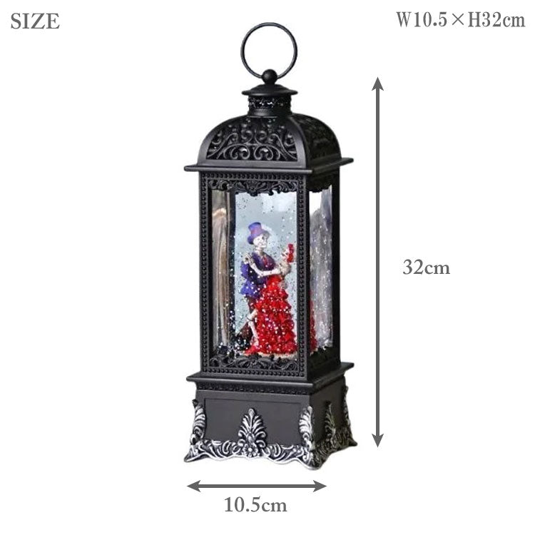 LEDランタンオルゴールオブジェ ハロウィン ダンススケルトン HM-010942 ハルモニア ライト 街灯 電池式 置物 飾り オブジェ ドクロ