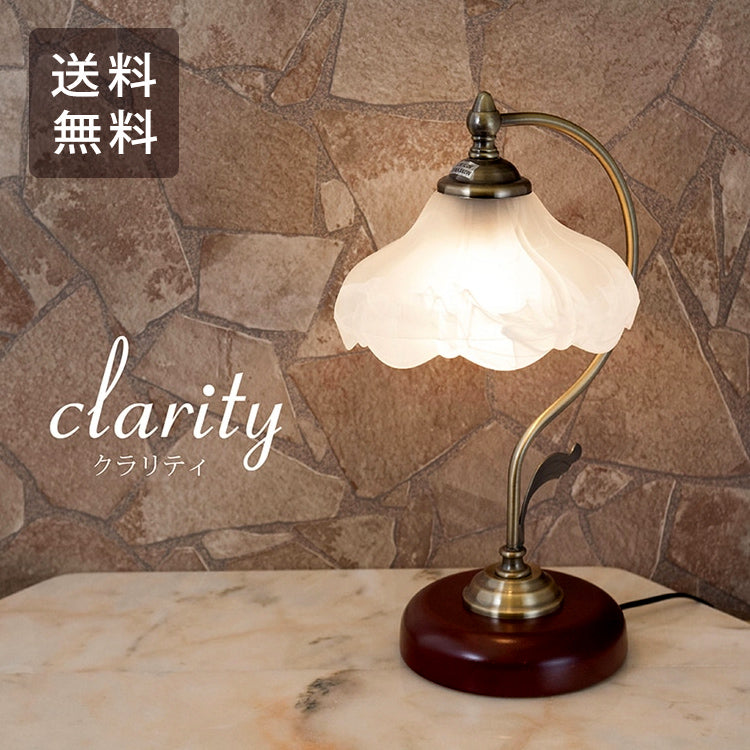送料無料 秋月貿易 テーブルランプ クラリティ 1灯 クラシカル clarity LED対応 ライト MS-T020 ガラス ユリ クリスマスローズ バラ 花 アンティーク 高級感 LED電球付