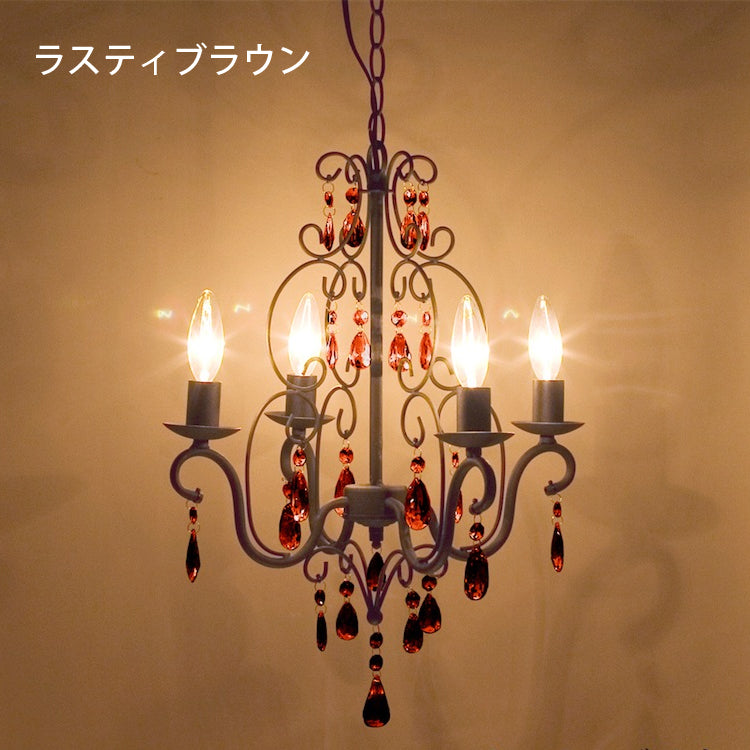 シャンデリア ロメオ 67E309315 4灯 E12 Romeo 軽量 ペンダント ライト アクリルビーズ リビン ダイニング LED対応 秋月貿易クリーム