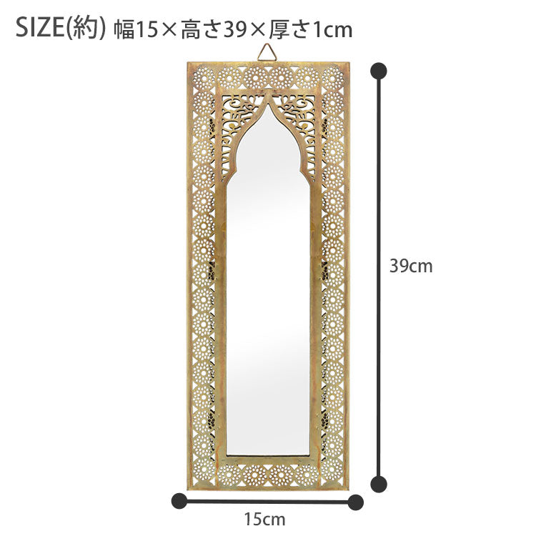 モロッカン ハンギングミラー L 鏡 ミラー 壁掛け ゴールド オリエンタル アンティーク エキゾチック エスニック モロッコ インテリア エレガント