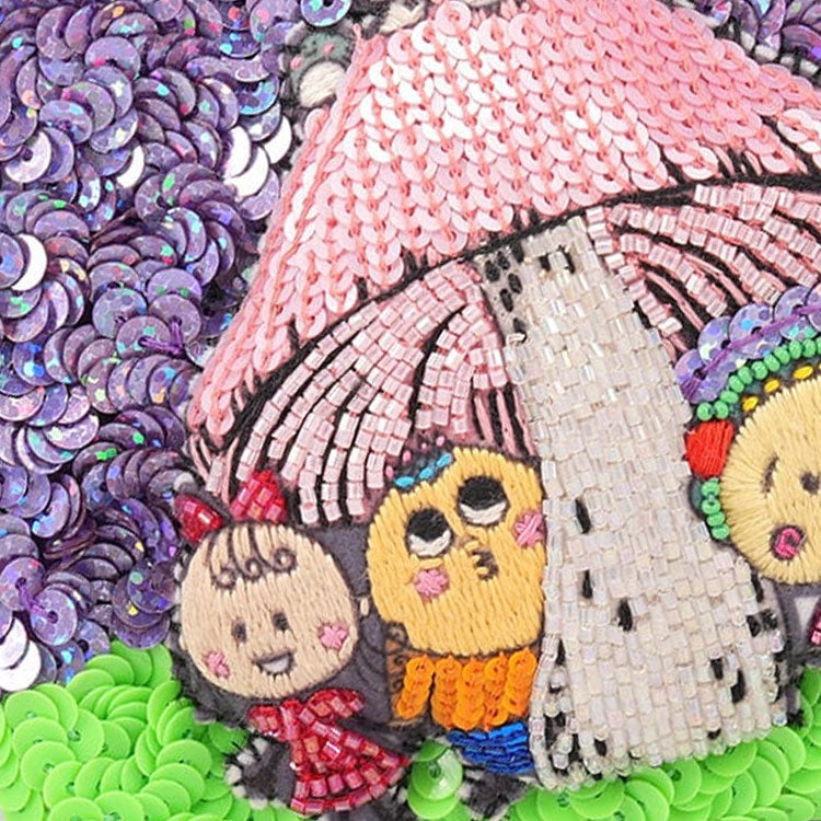 タマオワールド スパンコール刺繍ポーチ コジコジ mushroom 定形外 送料無料 POC3759 スパンコール 刺繍 ポーチ 小銭入れ