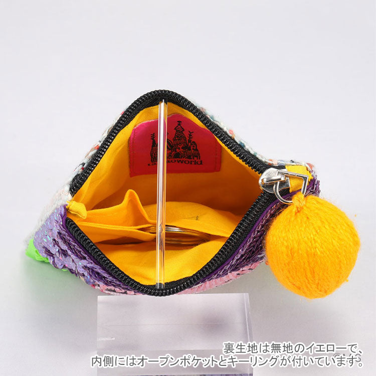 タマオワールド スパンコール刺繍ポーチ コジコジ mushroom 定形外 送料無料 POC3759 スパンコール 刺繍 ポーチ 小銭入れ