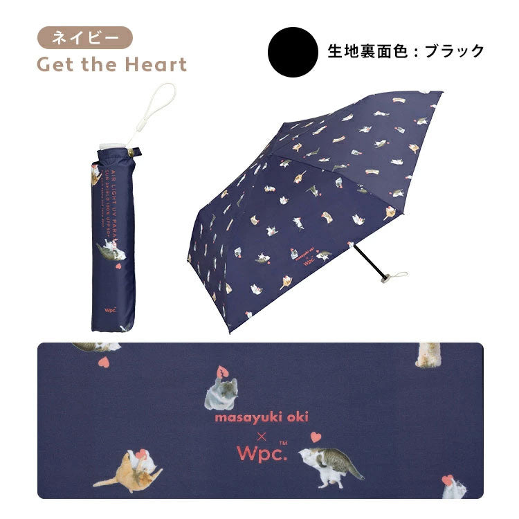 沖昌之×Wpc. 遮光 軽量 アンブレにゃん 801-om004-102 定形外 送料無料 ねこ 日傘 折りたたみ 晴雨兼用 UVカット 撥水加工