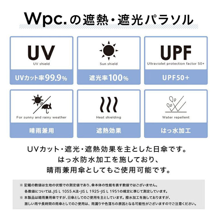 Wpc. 遮光軽量 ソリッド ミニ 折りたたみ傘 801-16912-102 日傘 雨傘 晴雨兼用 遮光 軽量 撥水 シンプル スリム コンパクト 無地 超軽量