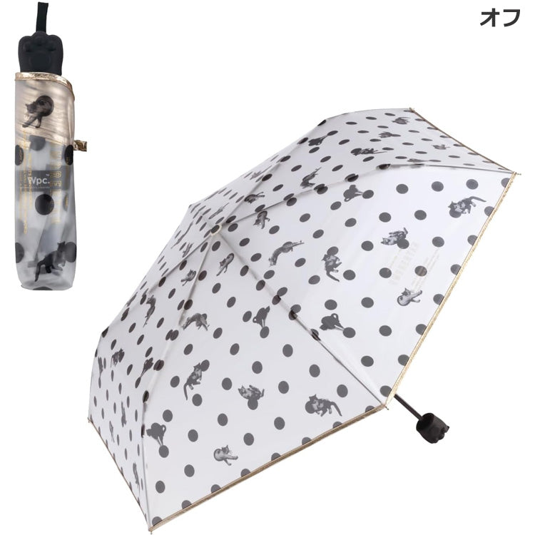 沖昌之×Wpc. 肉球プラスチックアンブレにゃん ドット mini 折りたたみ傘 PT-OM006-002 ねこ アンブレにゃん 折りたたみ 透明 雨傘 傘 ビニール傘