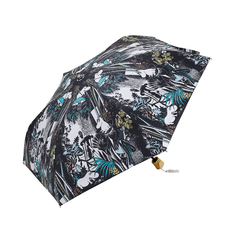 MOOMIN ムーミン 晴雨兼用折りたたみ傘 楽しいムーミン一家 PTMO-25M 送料無料 傘 日傘 雨傘 梅雨 遮光 撥水 北欧 UVブラック