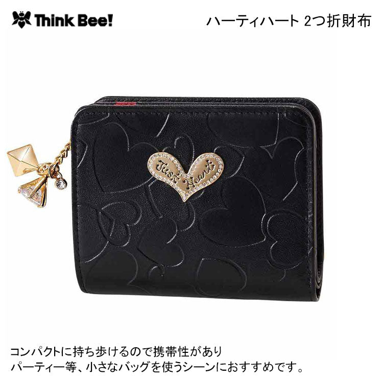 送料無料 シンクビー ハーティハート 2つ折財布 A002995 財布 Think Bee! 折り財布 本革 牛革 ブラック
