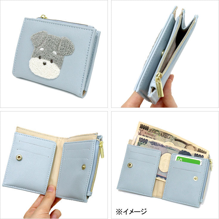 定形外送料無料 もこシュナ フラットミニ財布 小銭入れ ミニ財布 二つ折り財布 財布 コインケース シュナウザー 犬