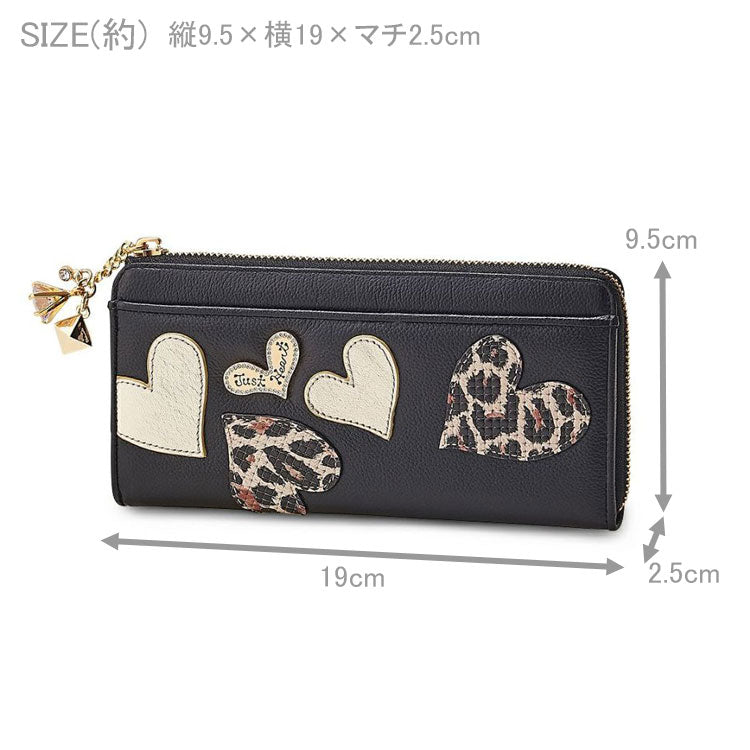 シンクビー レオハーツドリームス L型長財布 A001721 送料無料 長財布 L字ファスナー 財布 ハート 牛革 本革 レザー ブラック ゴールド ヒョウ柄