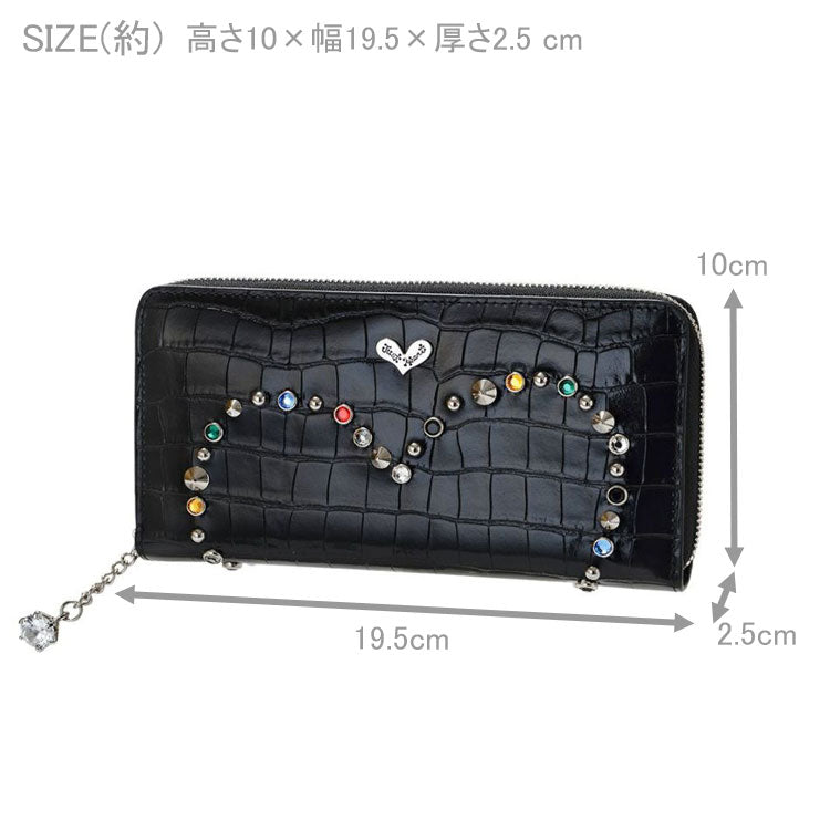 シンクビー ミラノ ラウンド財布 A000749 送料無料 長財布 財布 牛革 本革 レザー ブラック ハート