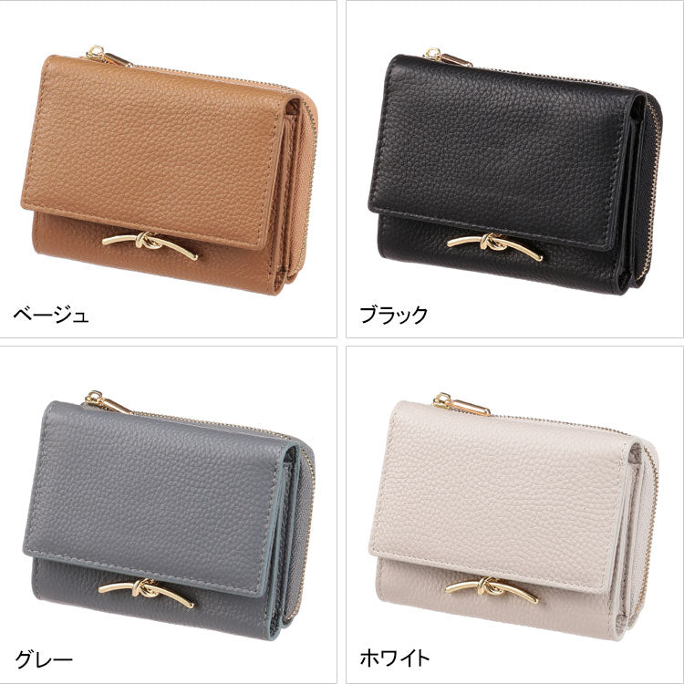 BEAURE 結び金具 3つ折り財布 B-23533 送料無料 財布 牛革 レディース ミニ
