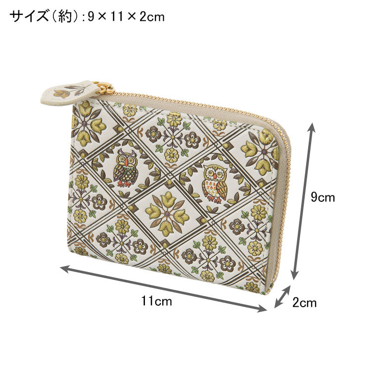 浅草文庫 ふくろうミニL字財布 根付け付き 送料無料 財布 牛革 日本製 梟 フクロウ 伝統工芸