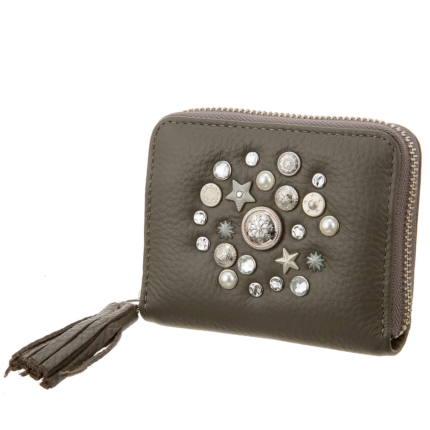 cachecache マルチスタッズ付 ジャバラ カード ウォレット 二つ折り財布 定形外 送料無料 08-06-04150 レザー 本革 2つ折り 財布 革財布 スタッズ 小銭入れ