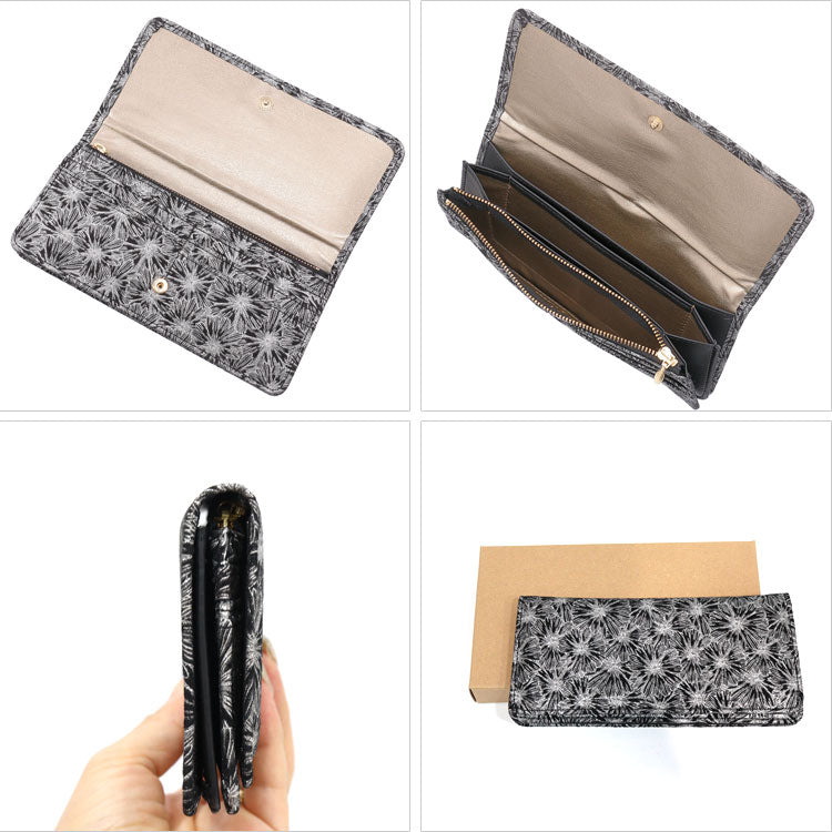 花火風 かぶせ 長財布 定形外 送料無料 財布 513-193 花火 ウォレット カード入れ 軽量 コンパクトブラック