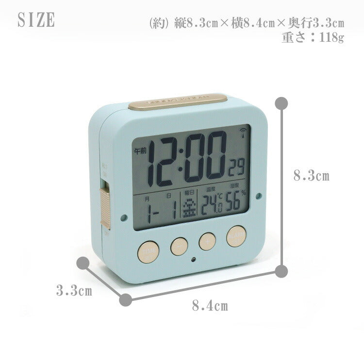 定形外送料無料 PLUS DECO 電波付きダブルアラームクロック IAC-5637 デジタル時計 電波付き 電波時計 時計 目覚まし時計 多機能 アラーム 温度 湿度 自動点灯 Wアラーム