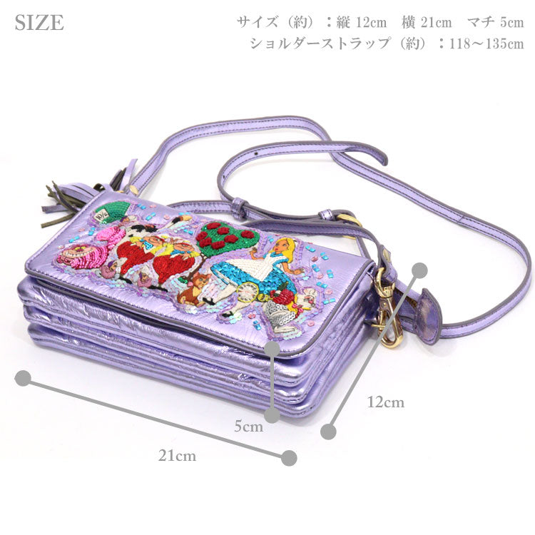 送料無料 タマオワールド 不思議の国のアリス お財布 ポシェット SHO3190 タマオワールド Alice in Wonderland ディズニー 羊革