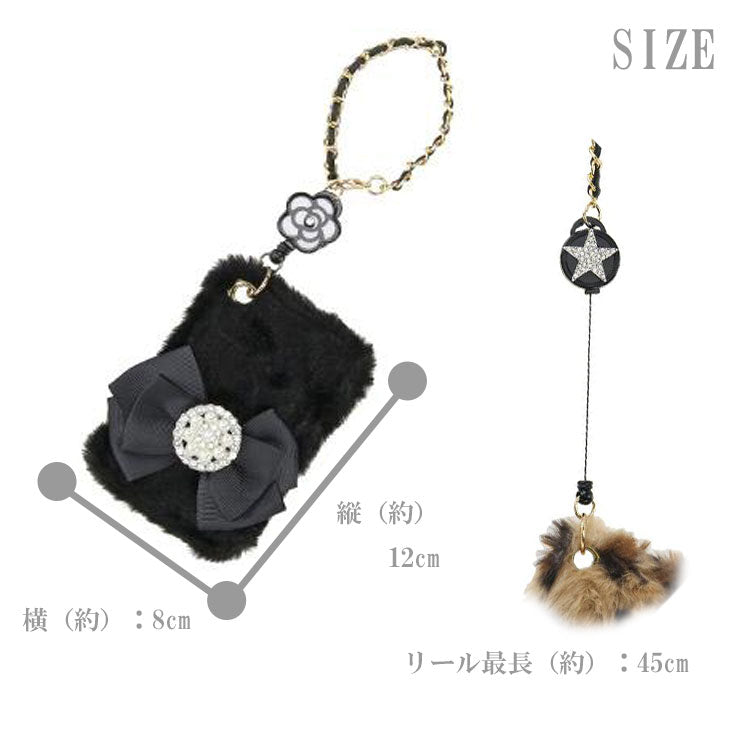 定形外送料無料 デコファー リール付き パスケース 689-562 通勤 通学 リップ リボン 星 かわいい オシャレ キラキラ