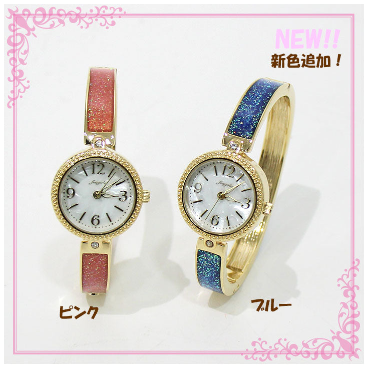 【定形外送料無料】 フォロー キラキラバングル 腕時計 E00919S-3 バングル キラキラ ラメ オシャレ シンプル ビーチ 海 夏 アクセサリー かわいい