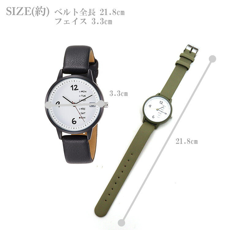 定形外送料無料 フィールドワーク 腕時計 GY028 アナログ フィルモン 曜日 日付付き 革ベルト レディース 手書き風 時計 小さめ
