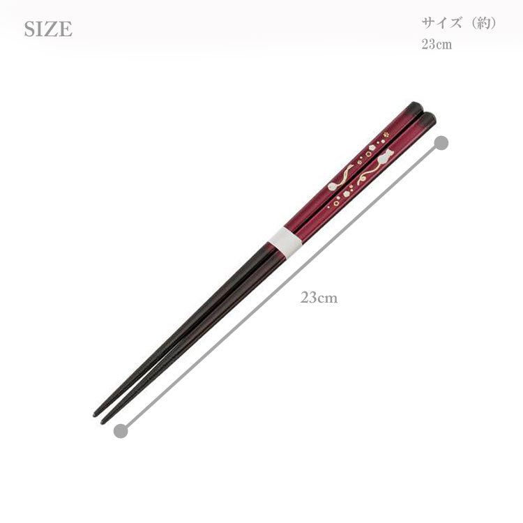 メール便送料無料 金紋猫に鈴 若狭塗箸 ペア箸 食洗 箱入り 食洗機対応 木箱 ネコ 猫