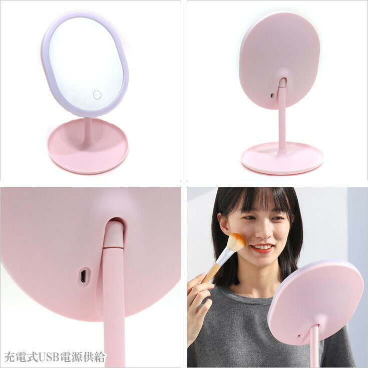 LED ライト付きミラー 化粧鏡 女優ミラー 卓上ミラー 鏡 化粧鏡 スタンドミラー ドレッサー シンプル