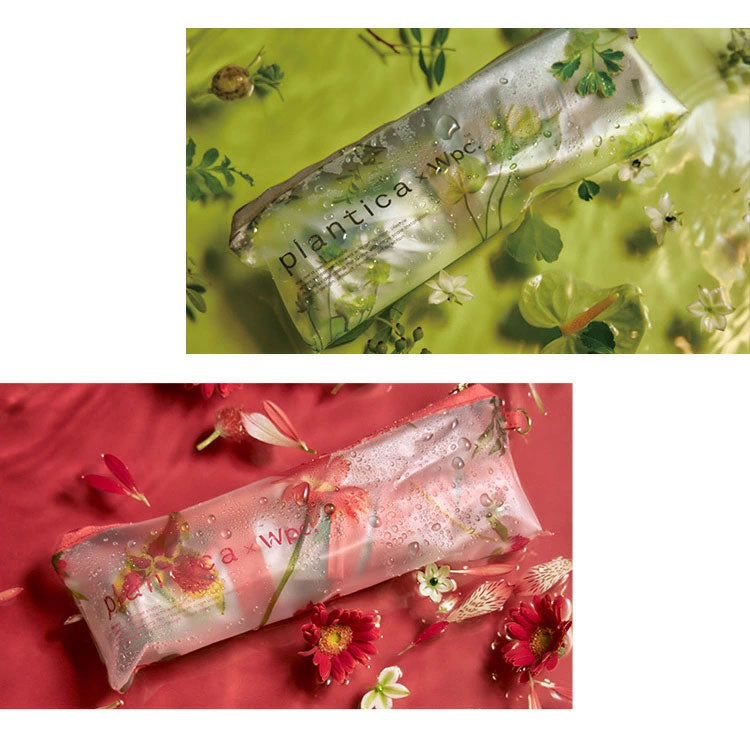 定形外送料無料 Wpc. plantica×フラワーアンブレラプラスティック ミニ plv001-002 雨傘 ビニール傘 透明 半透明 レディース