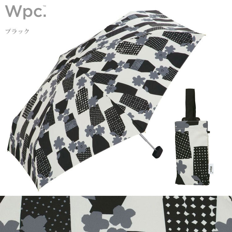 定形外送料無料 wpc. 雨傘 折りたたみ傘 フラワーベース mini 8963-261 晴雨兼用 UVカット 紫外線 巾着 ゆったり収納 コンパクト 花瓶 花柄 北欧風イエロー
