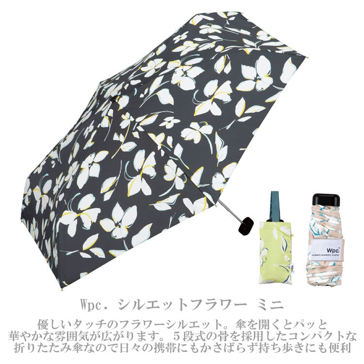 定形外送料無料 Wpc. シルエットフラワー ミニ 折りたたみ傘 6232-263-002 雨傘 植物 レディース 晴雨兼用