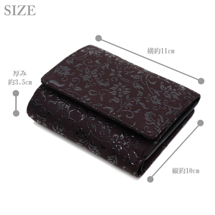 送料無料 印傳屋 甲州印伝 2つ折り財布 花唐草 2215 伝統工芸 鹿革 花柄 黒 紫 財布 小銭入れ レディース 女性 ファッション