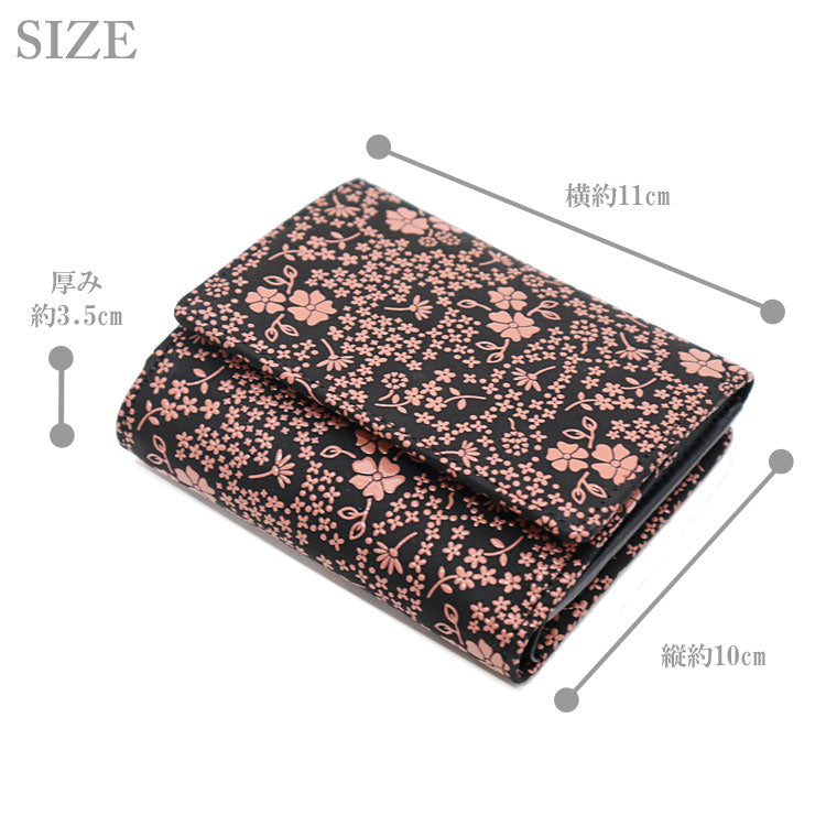送料無料 印傳屋 甲州印伝 2つ折り財布 アメリカンブルー 2215 伝統工芸 鹿革 花柄 黒 ピンク 財布 小銭入れ レディース 女性 ファッション