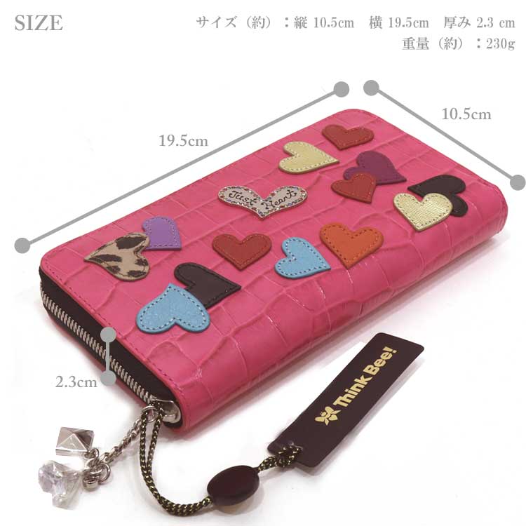 送料無料 Think Bee! シンクビー ハーツオブハーツ ラウンド 長財布 A002799 財布 ハート ジルコニア クリスタルガラス ラインストーン