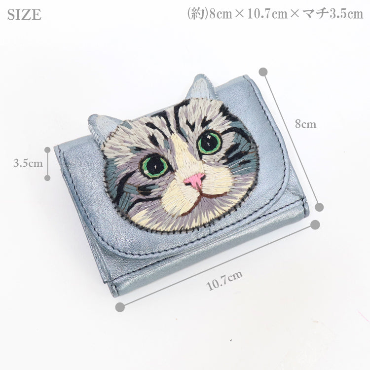 送料無料 タマオワールド tamao world ねこミニ財布 WAL2909 刺繍 財布 レディース